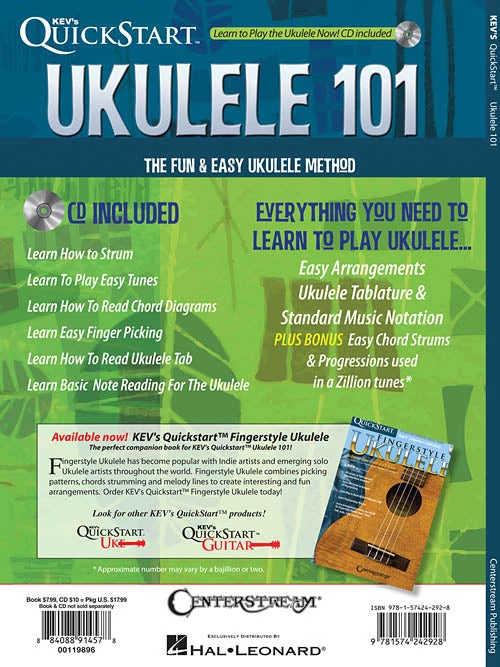 Hal Leonard Ukulele 101 The Fun & Easy Ukulele Method Book W/CD Books & AV