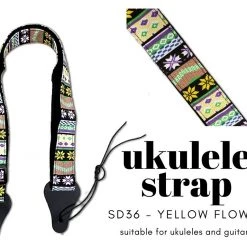 Renegade Accessories Ukulele Strap STRAP/SD36 Yellow Flower