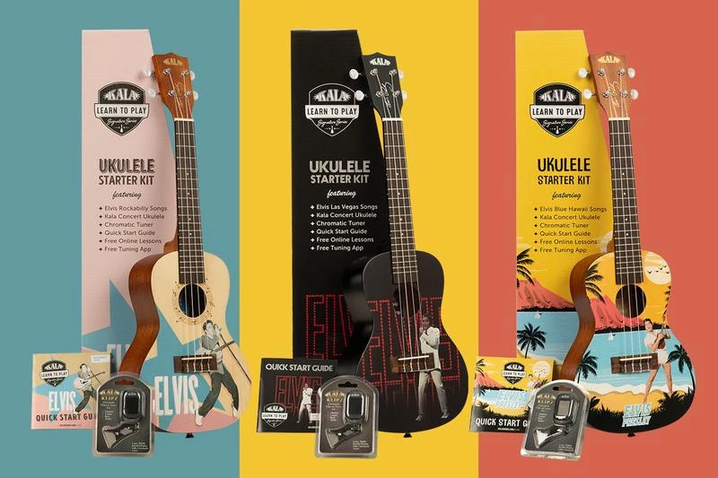 Ukuleles Kala Learn-To-Play Concert Ukulele Starter Kit (Elvis Rockabilly)